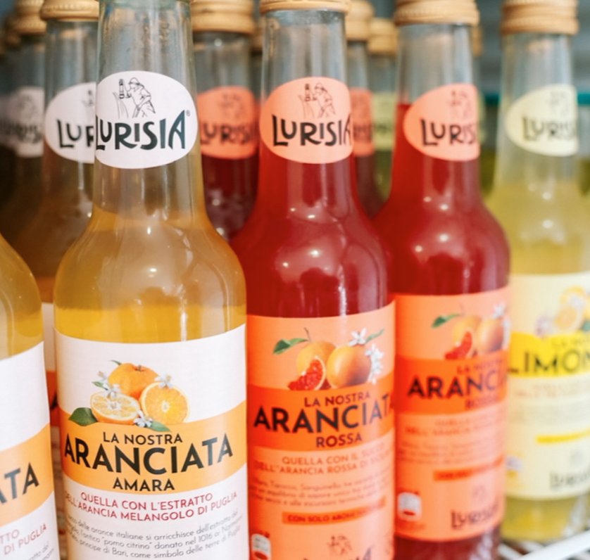 Sodas artisanaux italiens Lurisia : Aranciata Amara, Aranciata Rossa, Limonata